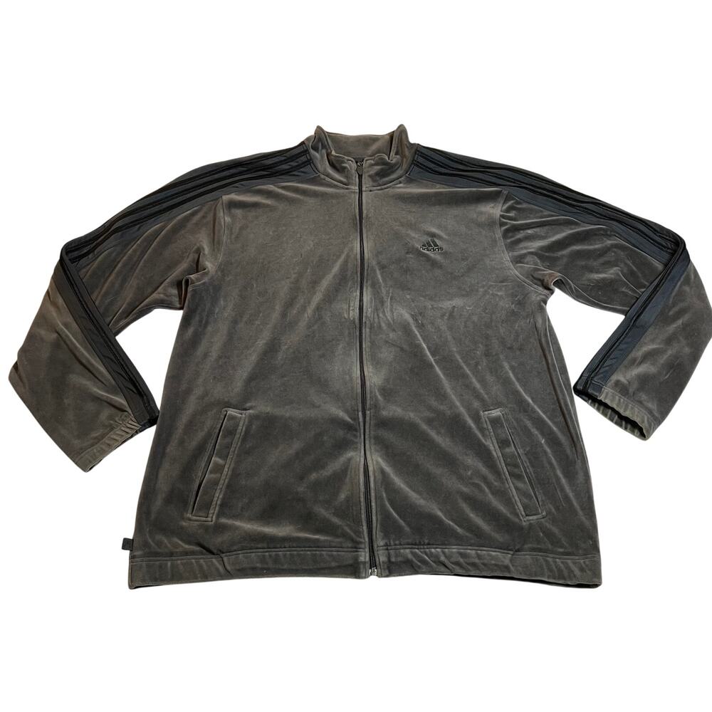 Adidas Original Men's Velour Velvet Full Zip Track Jacket Size 2XL Athleisure